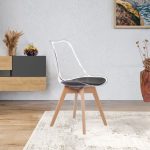 Sedia Tebe in PET trasparente e gambe in legno set 4 pezzi