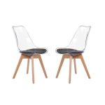 Sedia Tebe in PET trasparente e gambe in legno set 4 pezzi