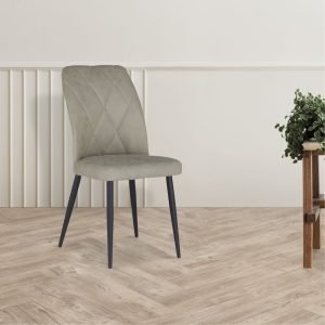 Sedia Vika in nabuk Uras 2 tortora con piedini neri set 4 pezzi