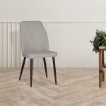 Sedia Vika in tessuto Keten 147 tortora con piedini neri set 4 pezzi