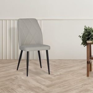 Sedia Vika in tessuto Keten 147 tortora con piedini neri set 4 pezzi
