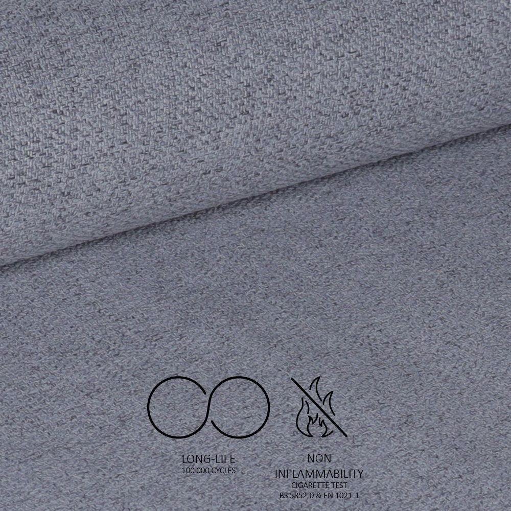 Sedia Vika in tessuto Nordic 15 grigio con piedini neri set 4 pezzi