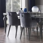 Sedia Zen vellutino grigio e gambe in tinta 2 pezzi