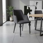 Sedia Zen vellutino grigio e gambe in tinta 2 pezzi