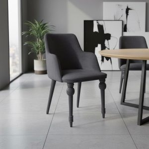 Sedia Zen vellutino grigio e gambe in tinta 2 pezzi