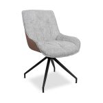 Sedia da pranzo Agora grigio chiaro con schienale in ecopelle aragosta e gambe nere con base fissa set 2 pezzi