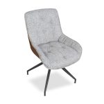 Sedia da pranzo Agora grigio chiaro con schienale in ecopelle aragosta e gambe nere con base fissa set 2 pezzi