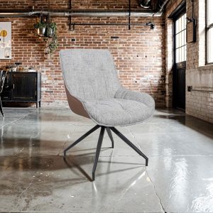 Sedia da pranzo Agora grigio chiaro con schienale in ecopelle aragosta e gambe nere con base fissa set 2 pezzi