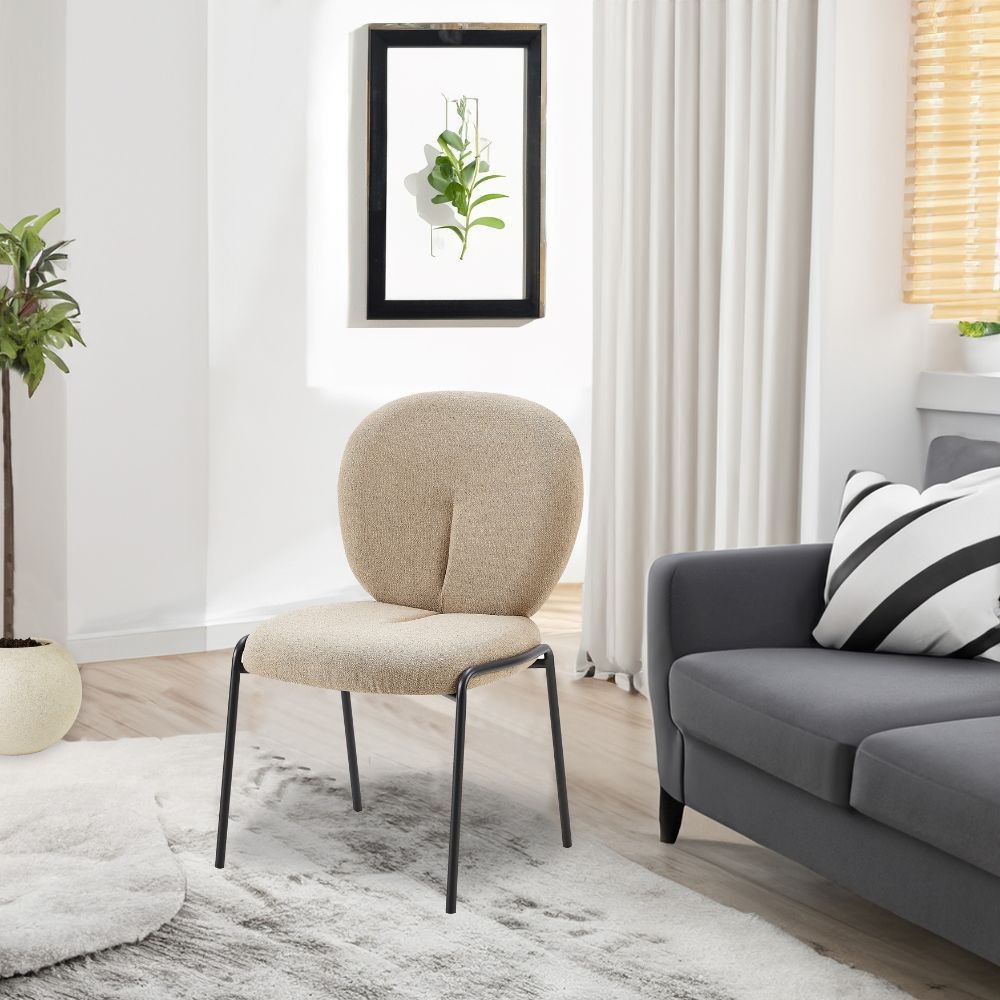 Sedia da pranzo Sirio tessuto teddy beige set 2 pezzi