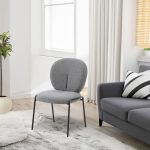 Sedia da pranzo Sirio tessuto teddy grigio set 2 pezzi