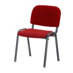 Sedia da ufficio con struttura in metallo nero e tessuto rosso