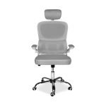 Sedia da ufficio ergonomica Vibes con struttura bianca e seduta in tessuto a rete grigio con base cromata