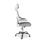 Sedia da ufficio ergonomica Vibes con struttura bianca e seduta in tessuto a rete grigio con base cromata