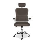 Sedia da ufficio ergonomica Vibes con struttura bianca e seduta in tessuto a rete tortora con base cromata