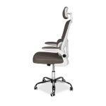 Sedia da ufficio ergonomica Vibes con struttura bianca e seduta in tessuto a rete tortora con base cromata