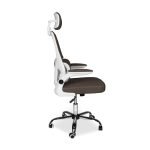 Sedia da ufficio ergonomica Vibes con struttura bianca e seduta in tessuto a rete tortora con base cromata