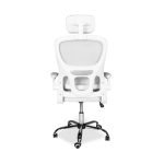 Sedia da ufficio ergonomica Vibes con tessuto a rete bianco con base cromata