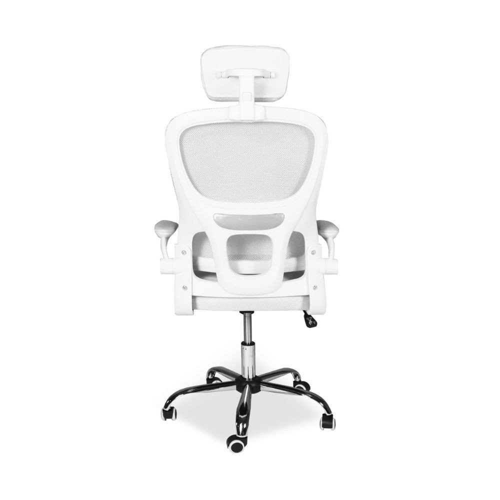 Sedia da ufficio ergonomica Vibes con tessuto a rete bianco con base cromata