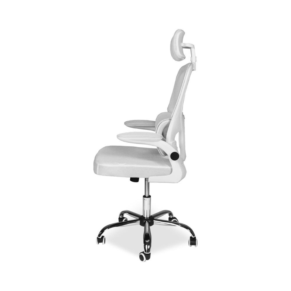 Sedia da ufficio ergonomica Vibes con tessuto a rete bianco con base cromata