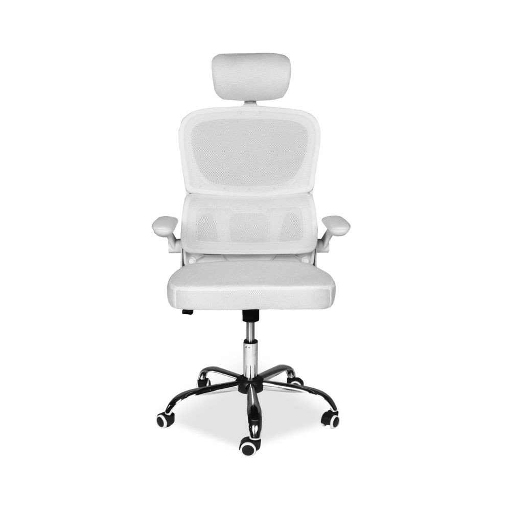 Sedia da ufficio ergonomica Vibes con tessuto a rete bianco con base cromata