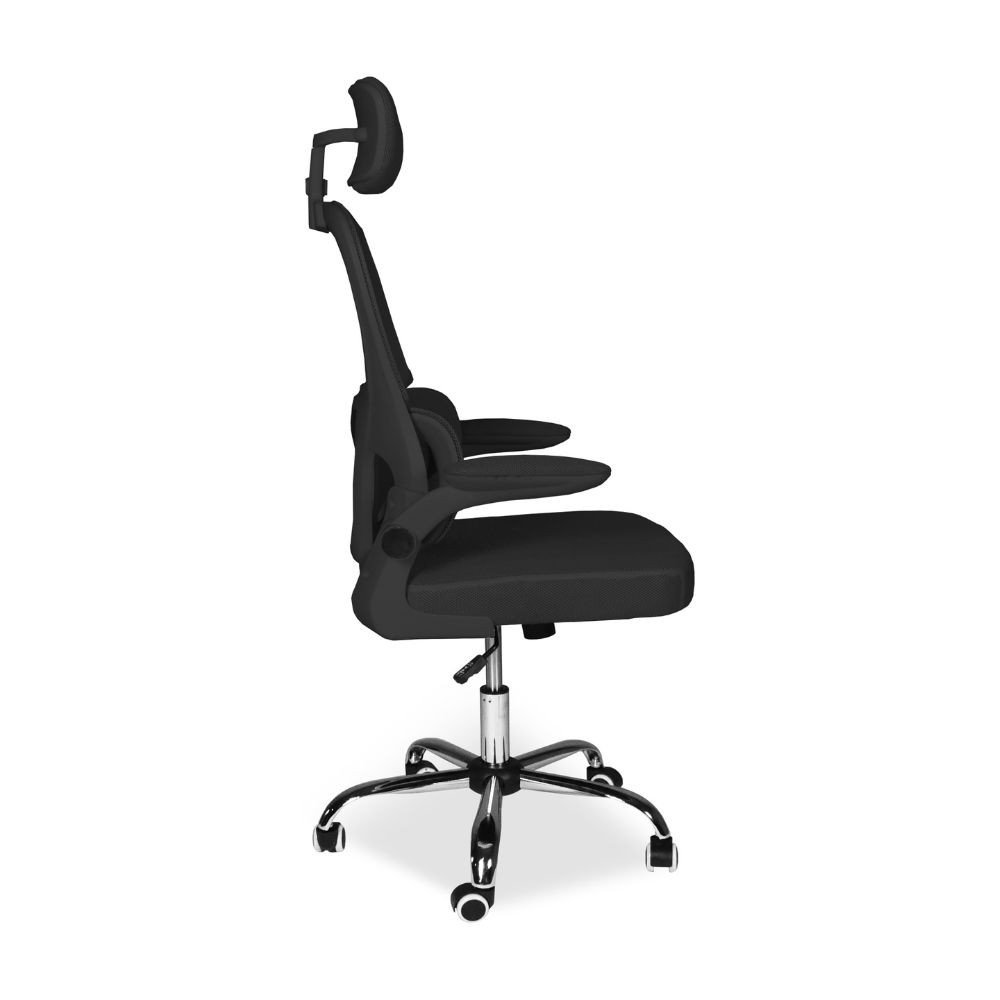 Sedia da ufficio ergonomica Vibes con tessuto a rete nero con base cromata