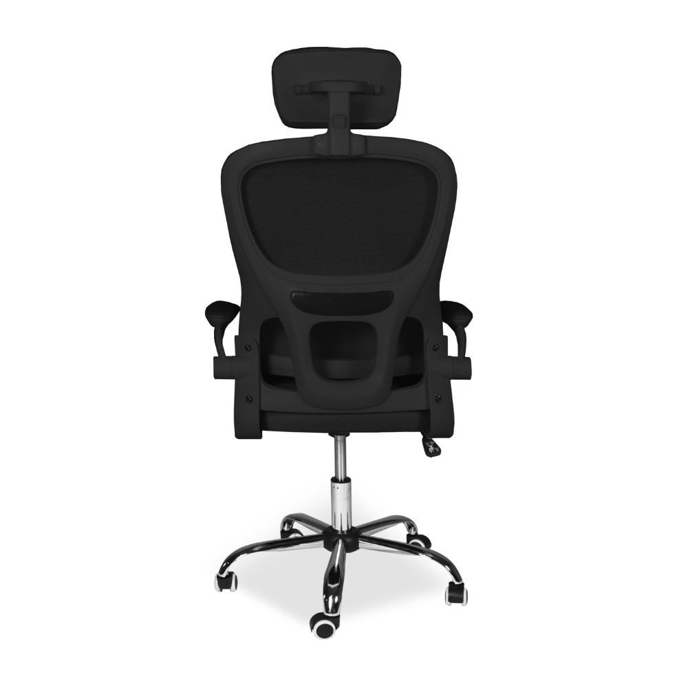 Sedia da ufficio ergonomica Vibes con tessuto a rete nero con base cromata