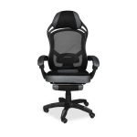 Sedia gaming Gandi con poggiapiedi estensibile in tessuto con rete nero