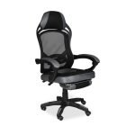 Sedia gaming Gandi con poggiapiedi estensibile in tessuto con rete nero