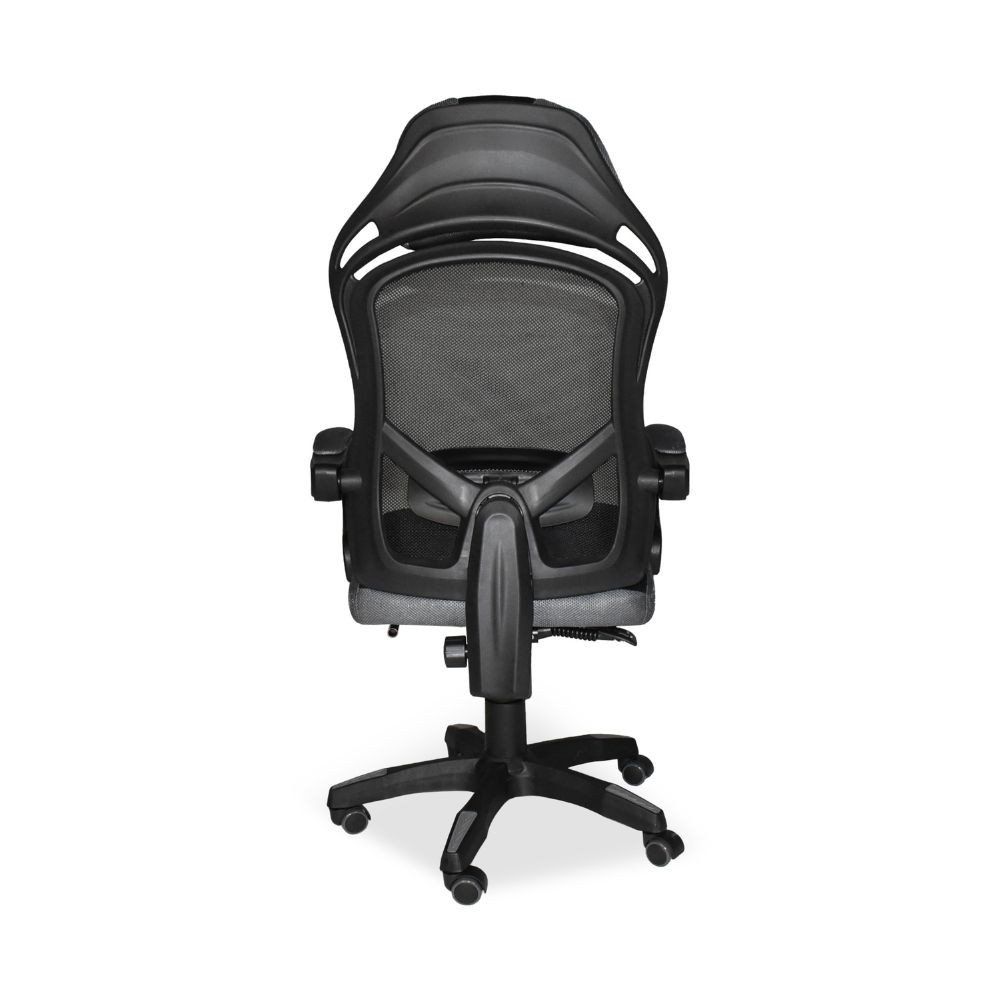 Sedia gaming Gandi con poggiapiedi estensibile in tessuto con rete nero