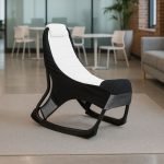 Sedia gaming Rocky con seduta imbottita in rete bicolore nero e bianco