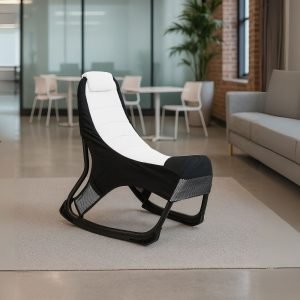 Sedia gaming Rocky con seduta imbottita in rete bicolore nero e bianco