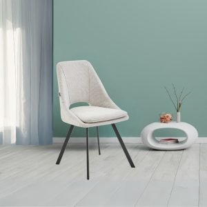 Sedia imbottita Blauss in tessuto ecrù set 2 pezzi