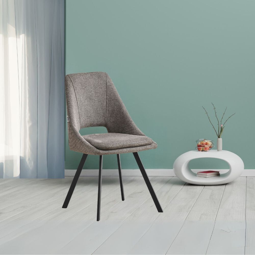 Sedia imbottita Blauss in tessuto grigio set 2 pezzi