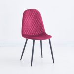 Sedia imbottita Bretta in vellutino colore rosso e gambe nere set 4 pezzi