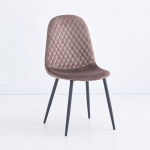 Sedia imbottita Bretta in vellutino colore taupe e gambe nere set 4 pezzi