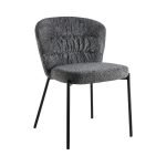 Sedia imbottita Cami in tessuto teddy grigio set 4 pezzi