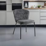 Sedia imbottita Cami in tessuto teddy grigio set 4 pezzi
