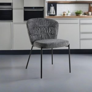 Sedia imbottita Cami in tessuto teddy grigio set 4 pezzi