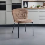 Sedia imbottita Cami in tessuto teddy tortora set 4 pezzi