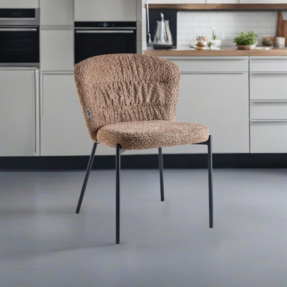 Sedia imbottita Cami in tessuto teddy tortora set 4 pezzi