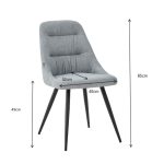 Sedia imbottita Cascade in tessuto colore grigio chiaro set 2 pezzi