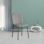 Sedia imbottita Turi in tessuto grigio set 4 pezzi
