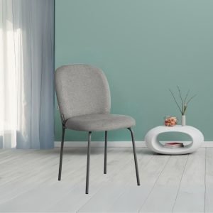 Sedia imbottita Turi in tessuto grigio set 4 pezzi