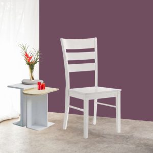 Sedia in legno Lisa colore bianco laccato opaco H 99x46x54.5 cm. set 2 pezzi