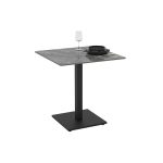 Set 2 tavoli Elora 70x70 con piano in ceramica effetto marmo grigio e gambe nere