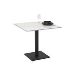 Set 2 tavoli Elora 80x80 con piano in ceramica effetto marmo bianco calacatta e gambe nere