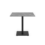 Set 2 tavoli Elora 80x80 con piano in ceramica effetto marmo grigio e gambe nere
