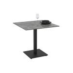 Set 2 tavoli Elora 80x80 con piano in ceramica effetto marmo grigio e gambe nere