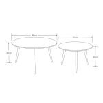 Set 2 tavolini da salotto Bicolor con piano in ceramica effetto marmo bianco lucido e gambe nere