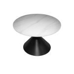 Set 2 tavolini da salotto basso Punto con piano effetto marmo bianco e gambe in metallo nero